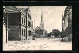 AK Brakel, Thiestrasse Mit Kirche  - Brakel