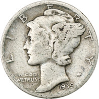 États-Unis, Dime, Mercury Dime, 1935, U.S. Mint, Argent, TB+, KM:140 - 1916-1945: Mercury (Mercure)