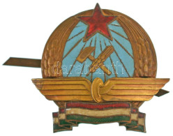 ~1950. Rákosi-címeres Zománcozott Vasutas Sapkajelvény (51x49mm) T:AU,XF / Hungary ~1950. Enamelled Railwayman Cap Badge - Unclassified