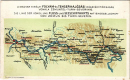 ** T3 A Magyar Királyi Folyam- és Tengerhajózási Részvénytársaság (MFTR) Vonala Zimonytól Szörényvárig / Map Of The Roya - Zonder Classificatie