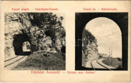 T3 1912 Anina, Stájerlakanina, Steierdorf; Vasúti Alagút és út. Hollschütz Kiadása / Eisenbahn-Tunnel, Bahnstrecke / Rai - Sin Clasificación
