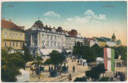 T2/T3 1916 Arad, Andrássy Tér, Piac, Aradi Közgazdasági Bank R.T., Szálloda. Kerpel Izsó Kiadása / Square, Market, Bank, - Non Classificati