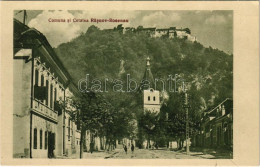 ** T1 Barcarozsnyó, Rozsnyó, Rosenau, Rasnov; Templom Utca és Vár / Kirchengasse Und Burg. A Marzell 1938. / Church, Str - Unclassified