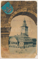 T4 1902 Brassó, Kronstadt, Brasov; Tanácsház, Városháza. Szecessziós Címeres Litho Keret / Town Hall. Art Nouveau, Litho - Unclassified