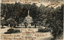 T4 1906 Brassó, Kronstadt, Brasov; Rezső Park, Szökőkút. M. T. és F. I. Koch Willy Kiadása / Park, Fountain (vágott / Cu - Non Classés