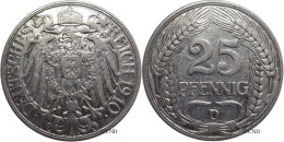 Allemagne - Empire - Guillaume II - 25 Pfennig 1910 D - TTB/XF40 - Mon3876 - 25 Pfennig