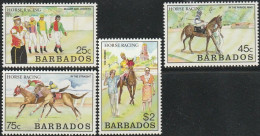 THEMATIC SPORT:  HORSE RACING. BUGLER AND JOCKEYS, IN PARADE RING, AT THE FINISH, LEADING IN THE WINNER    -    BARBADOS - Paardensport