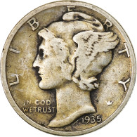 États-Unis, Dime, Mercury Dime, 1935, U.S. Mint, Argent, TB+, KM:140 - 1916-1945: Mercury