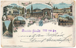 T3/T4 1910 Buziás, Buziásfürdő, Baile Buzias; Gyógyterem, Mihály-forrás, Meleg Fürdő, Fasor A Meleg Fürdőhöz, József-for - Non Classificati