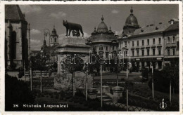 ** T1/T2 Kolozsvár, Cluj; Statuia Lupoaicei / Anyafarkas Szobor (Mussolini Adományozta), Erdélyi Bank, Luther üzlete / C - Unclassified