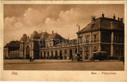 T2/T3 1930 Kolozsvár, Cluj; Gara / Pályaudvar, Vasútállomás, Autóbusz, Automobil / Railway Station, Autobus, Automobile  - Unclassified