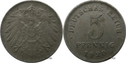 Allemagne - République De Weimar - 5 Pfennig 1920 D Défaut De Frappe - SUP/AU58 - Mon6473 - 5 Renten- & 5 Reichspfennig