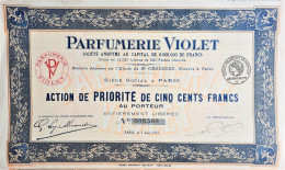 Parfumeries Violet - Paris - 1922 - Action De Priorité - Parfums & Beauté