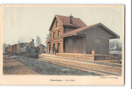 CPA 60 Cauvigny La Gare Et Le Train Tramway - Autres & Non Classés