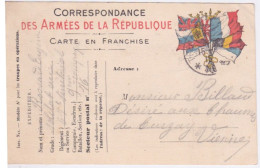 CORRESPONDANCE DES ARMEES DE LA REPUBLIQUE - CARTE EN FRANCHISE MILITAIRE - DRAPEAUX DES ALLIES - Autres & Non Classés