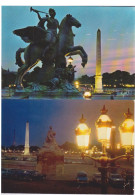 75 - 2 CARTES - PARIS - PLACE DE LA CONCORDE - OBELISQUE  ET STATUE DU CHEVAL AILE DE COYSEVOX + AUTO AUTOMOBILE - Piazze