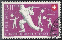 Schweiz Suisse Pro Patria 1951: Hornussen Zu WII 54 Mi 558 Yv 510 Mit Eck-Stempel ALTSTÄTTEN 2.?.51 (Zu CHF 24.00) - Gebruikt