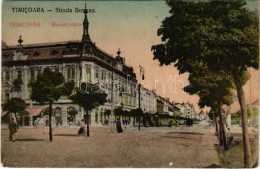 Delcampe - T2/T3 1917 Temesvár, Timisoara; Strada Bonnaz / Bonáz Utca, Villamos, üzletek / Street View, Tram , Shops - Non Classés