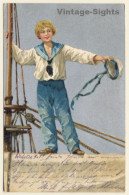 Young Sailor On Sailing Mast / Sailor Suit (Vintage PC 1906) - Uniforms