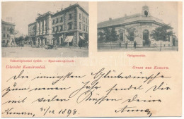 T4 1898 (Vorläufer) Komárom, Komárno; Takarékpénztár, Gyógyszertár / Savings Bank, Pharmacy (vágott / Cut) - Non Classés
