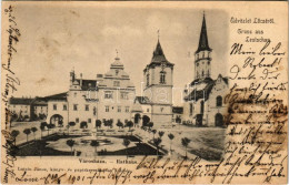 T4 1901 Lőcse, Levoca; Városháza. Latzin János Kiadása / Rathaus / Town Hall (vágott / Cut) - Non Classés