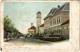 T4 1906 Poprád (Tátra, Tatry); Utca, Poprád Szálloda. Geruska Pál Kiadása / Street View, Hotel (EM) - Non Classés