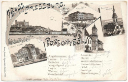 * T2/T3 (Vorläufer) Pozsony, Pressburg, Bratislava; Sétatér, Főtemplom, Városház, Színház / Promenade, Church, Town Hall - Non Classés