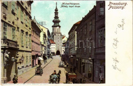 T2/T3 1902 Pozsony, Pressburg, Bratislava; Mihály Kapu Utca / Michaelthorgasse / Street View. Heliocolorkarte Von Ottmar - Non Classés