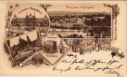 T2/T3 1898 (Vorläufer) Pöstyén, Pistyan, Piestany; Gyógyterem, Fürdők, Fürdőkocsi. A. Bernas Kiadása / Spa, Bathouse, Sp - Non Classés