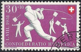 Schweiz Suisse Pro Patria 1951: Hornussen Zu WII 54 Mi 558 Yv 510 Mit Eck-Stempel OBERURNEN  (Zu CHF 24.00) - Used Stamps