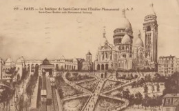 PARIS, LA BASILIQUE DU SACRE COEUR AVEC L ESCALIER ET LE FUNICULAIRE REF 15815 - Sacré-Coeur