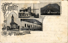 * T3 1899 (Vorläufer) Tiszolc, Tisovec; M. Kir. Vasgyár, Látkép, Evangélikus Templom, M. Kir. állami Népiskola. Kohn Alb - Unclassified