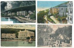 * Abbazia, Opatija; - 4 Db Régi Képeslap Vegyes Minőségbe, Kettőn Villamosokkal / 4 Pre-1945 Postcards In Mixed Quality, - Non Classificati