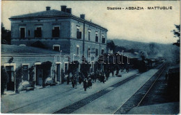 T3 1923 Abbazia-Mattuglie, Opatija-Matulji; Stazione / Railway Station, Locomotive, Train / Vasútállomás, Vonat, Gőzmozd - Ohne Zuordnung