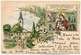 * T3 1900 Fiume, Rijeka; Tersatto / Trsat Church. Leopold Rosenthal Art Nouveau, Floral, Litho (Rb) - Ohne Zuordnung