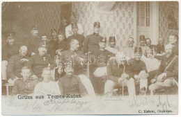 * T3 1902 Temeskutas, Temes-Kutas, Gudurica; Gruss Aus Temes-Kutas / Osztrák-magyar Katonák és Tisztek Csoportképe / Aus - Sin Clasificación