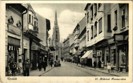 T2/T3 1942 Újvidék, Novi Sad; II. Rákóczi Ferenc Utca, üzletek, Automobil. Zima Károly és Társa Kiadása / Street View, S - Unclassified