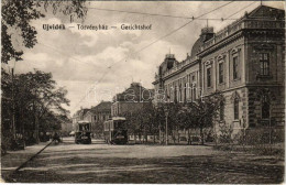 T2/T3 1915 Újvidék, Novi Sad; Törvényház, Villamosok. Urbán Ignác Kiadása / Gerichtshof / Court, Trams (EK) - Unclassified
