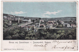 T3 1902 Savanyúkút, Sauerbrunn; Látkép, Vasútállomás. Samuel Schön Kiadása / General View, Railway Station (r) - Non Classés