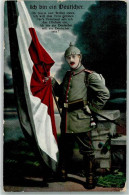 39622005 - Deutscher Landser Mit Pickelhaube Und Schwarz-Weiss-Roter Fahne Ich Bin Ein Deutscher Gedicht Zensurstempel  - Guerre 1914-18