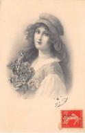 Illustrateur - N°85002 - M.M. Vienne N°323 - Jeune Femme Tenant Un Bouquet De Pensées - Vienne