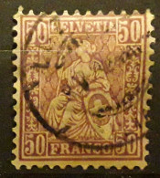 SUISSE 1867 - 1878, Helvetia Assise,  Yvert No 48, 50 C Lilas , Obl TB Cote 50 Euros - Gebraucht