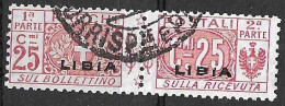 LIBIA COLONIA ITALIANA - 1915 - PACCHI POSTALI C. 25 - USATO (YVERT CP 4 - MICHEL PS 4 - SS PP 4) - Libia