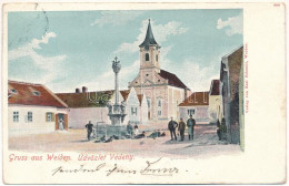 T2 1913 Védeny, Weiden Am See; Fő Tér, Szentháromság Szobor, Templom. Karl Schmidt Kiadása / Hauptplatz, Kirche / Main S - Unclassified