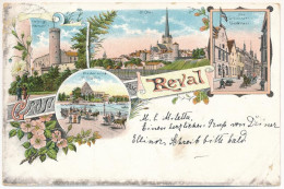 T3 1897 (Vorläufer) Tallin, Reval; Der Lange Hermann, St. Olai, Das Schwarzenhäupferhaus, Klosterruint St. Brigitten / T - Ohne Zuordnung
