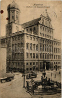 T2/T3 1914 Augsburg, Rathaus Mit Augustusbrunnen / Town Hall, Fountain, Tram (fl) - Ohne Zuordnung