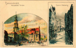 ** T2 Hannover, Neustädter Kirche, Venedig / Church, Canal. Druck U. Verlag V. A. Harbers & Brager Art Nouveau, Litho - Zonder Classificatie