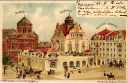 T2/T3 1899 (Vorläufer) München, Munich; Synagoge, Künstlerhaus, Grand Hotel Leinfelder / Synagogue, Artist's House, Hote - Non Classificati