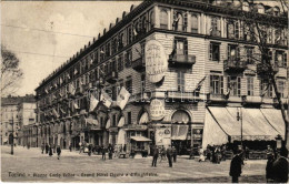 T2/T3 1911 Torino, Turin; Piazza Carlo Felice, Grand Hotel Ligure E D'Angleterre / Square, Hotel And Café (EK) - Ohne Zuordnung