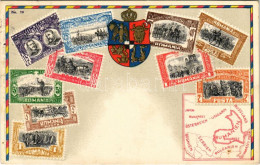 T3 1922 Romania / Román Bélyegek és Címer, Térkép / Romanian Stamps And Coat Of Arms, Map. Carte Philatélique Ottmar Zie - Unclassified
